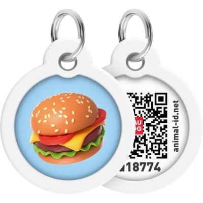Адресник для тварин WAUDOG Smart ID з QR паспортом "Гамбургер", коло 25 мм (225-4037)