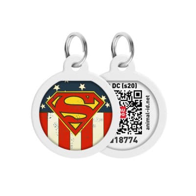 Адресник для тварин WAUDOG Smart ID з QR паспортом "Супермен Америка" коло 25 мм (0625-1010uk)