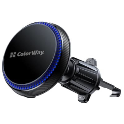 Універсальний автотримач ColorWay MagSafe 360° Air Vent 15W Black (CW-CHMW041Q-BK)