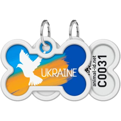 Адресник для тварин WAUDOG Smart ID з QR паспортом "Прапор", кістка 40х28 мм (0640-0229)