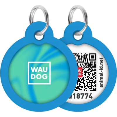 Адресник для тварин WAUDOG Smart ID з QR паспортом "Градієнт блакитний", коло 30 мм (230-4036)