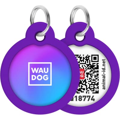 Адресник для тварин WAUDOG Smart ID з QR паспортом "Градієнт фіолетовий", коло 25 мм (225-4034)